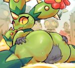 being_watched flora_fauna green_body kiseff maractus plant_girl pokemon sitting_on_person