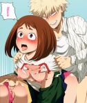  anal_sex behind blonde_hair blush breasts brown_hair couple katsuki_bakugo moaning my_hero_academia ochako_uraraka pussy ripped_clothing 