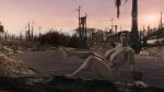 1girl 1girl barefoot big_ass fallout_4 ginger huge_breasts muscular nude ponytails