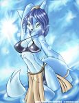  1girl 2005 alluring big_breasts bikini blue_fur female female_only furry krystal mark_thompson_(artist) nintendo solo_female star_fox tailsrulz 