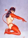 bettie_page big_breasts breasts devil_costume looking_at_viewer