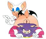 2006 anthro anus ass bat blaze_the_cat boots breasts bubble_butt butt cat feline female furry gloves green_eyes hairless_pussy jiky looking_at_viewer looking_back nipples nude plump_labia purple purple_hair pussy red_eyes rouge_the_bat sega short_hair sonic_(series) tail what white_hair wide_hips wings