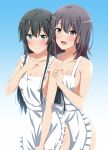 2_girls alluring apron black_hair breasts long_hair multiple_girls naked_apron short_hair siblings silf silfs sisters yahari_ore_no_seishun_lovecome_wa_machigatteiru. yukinoshita_haruno yukinoshita_yukino