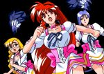 3girls 90s akira_(viper) blonde_hair blue_hair bounce bouncing_breasts breasts choker cleavage gif jiggle karin_(viper) kimura_takahiro large_breasts long_hair lowres multiple_girls oldschool red_hair ribbon ribbon_choker saki_(viper) sogna very_long_hair viper_v16