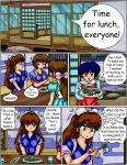  akane_tendo breasts chopsticks comic dreamlover huge_breasts kasumi_tendo nabiki_tendo ranma_1/2 shade_(artist) ukyo_kuonji 