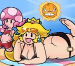 2_girls angry_sun ass ass_cleavage bbw beach big_ass big_breasts bikini black_bikini black_eyes blonde_hair breasts bubble_ass bubble_butt butt_crack crown fat_ass mario_(series) nintendo paper_peach pink_bikini princess_peach sexy sexy_ass sexy_body sexy_breasts sexy_legs sexy_pose smile sun sunglasses sunglasses_on_head super_mario_bros. superspoe thick_ass thick_thighs toadette wide_hips