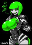  armor big_breasts black_background black_lipstick grabbing_own_breast green_eyes heart helmet hentai-foundry looking_at_viewer necron robot robot_girl robot_humanoid robot_joints skeenlangly text text_bubble warhammer_(franchise) warhammer_40k 