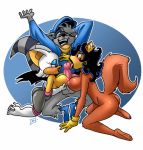  carmelita_fox catsprin crossover double_paizuri elbow_gloves fellatio furry gloves linno oral paizuri rouge_the_bat sega sly_cooper sly_cooper_(series) sonic_(series) sonic_team 