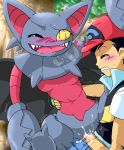 ash_ketchum cowgirl_position cum cum_drip cum_inside erection g-sun gliscor hairless_pussy internal_cumshot open_mouth penis pokemon pussy satoshi spread_legs vaginal