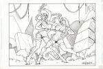  2girls battle_chasers boots crossover dildo fighting gus_vasquez hair_braid huge_breasts image_comics lara_croft monochrome nipples pubic_hair pussy red_monika tomb_raider torn_clothes treasure 