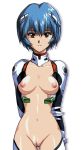 1girl blue_hair breasts neon_genesis_evangelion nude nude_filter photoshop plugsuit red_eyes rei_ayanami short_hair solo uncensored urushihara_satoshi