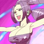  1girl armpit bad_id breasts creatures_(company) elbow_gloves fantina_(pokemon) female game_freak ghost_type_trainer gym_leader humans_of_pokemon lowres melissa_(pokemon) mizubaki nintendo oekaki pale_skin pigtails pokemon pokemon_(anime) pokemon_(game) pokemon_diamond_pearl_&amp;_platinum pokemon_dppt purple_dress quad_tails sagging_breasts solo violet_eyes violet_hair 