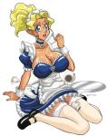  big_breasts blonde_hair blue_eyes breasts cream cum dark_skin garter_belt kuramitsu_mihoshi large_breasts maid mary_janes mihoshi_kuramitsu milk nipples pixiv_id_306384 pussy sexually_suggestive stockings tenchi_muyo tenchi_muyou! thighhighs 