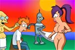 bender_bending_rodriguez big_breasts creek_12 erect_nipples futurama hubert_j_farnsworth philip_j._fry shaved_pussy thighs turanga_leela