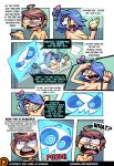  1girl blue_hair comic dumfer gerph one_eye_covered sharp_teeth skarp_world skarpne tagme 