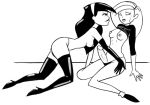  clockwork_(artist) crying disney elbow_gloves futanari kim_possible kimberly_ann_possible monochrome shego thigh_high_boots thong 