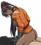 ass black_hair bleach bottomless breasts censored dark-skinned_female dark_skin erection hentai interracial jungle_fever kurosaki_ichigo lipstick penis sex sideboob smile vaginal very_long_hair yellow_eyes yoruichi yoruichi_shihouin