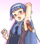  1girl armpit_sex armpits blue_hair blush censored cum cum_in_armpit cum_on_armpit cum_on_body cum_on_upper_body disembodied_penis female hair_tubes kannagi long_hair magic_penis nagi penis purple_eyes seritsumi solo_focus tongue 