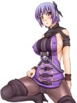 >:( 1girl alluring armor ayane ayane_(doa) bangs bare_shoulders black_legwear blush boots breastplate breasts cleavage company_connection cosplay crotch_seam cuffs dead_or_alive dead_or_alive_2 dead_or_alive_3 dead_or_alive_4 dead_or_alive_xtreme dead_or_alive_xtreme_2 dead_or_alive_xtreme_3_fortune dress erect_nipples frown grey_legwear headband high_heels kagero_deception kagerou:_kokumeikan_shinshou large_breasts leg_lift looking_at_viewer metadora microskirt millennia_(cosplay) millennia_(kagero) ninja no_bra panties panties_under_pantyhose pantyhose pantyshot purple_dress purple_hair red_eyes short_dress short_hair side_slit sideboob silf simple_background skirt sleeveless sleeveless_dress solo spread_legs tecmo thigh_boots thighhighs turtleneck underwear upskirt white_background