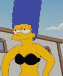 animated blue_hair gif marge_simpson medium_breasts tease the_simpsons yellow_skin