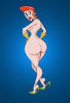  ass bbw big_ass choker curvy dexter&#039;s_laboratory dexter&#039;s_mom earring eyeshadow gloves hands_on_hips high_heels looking_back necronocimon_(artist) nude simon_(artist) view_from_behind wide_hips 