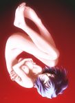 1girl barefoot blue_hair breasts feet kobayashi_yuji kobayashi_yuuji neon_genesis_evangelion nipples nude pale pale_skin red_eyes rei_ayanami short_hair solo toes