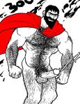   1boy 300 bara cum dark_horse facial_hair hairy hedrus human kenzie_lamar king_leonidas leonidas male male_only monochrome muscle nude penis 1girl spartans  