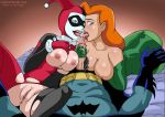 1boy 2_girls 2girls batman batman:_the_animated_series batman_(series) big_breasts blue_eyes breasts cum cum_on_tongue dc dc_comics dcau erection exposed_breasts exposed_pussy fellatio female green_eyes hairless_pussy harley_quinn justicehentai.com looking_at_viewer male male/female oral partially_clothed penis poison_ivy pussy red_hair redhead spreading threesome