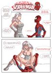  1boy 1girl breasts comic creampie cum cum_in_pussy cum_inside female male male/female marvel panties_around_leg partially_clothed peter_parker sex silver_sable spider-man spider-man_(series) ultimate_spider-man vaginal vaginal_penetration white_hair 