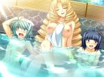  2girls 3girls 800x600 bath bathing blonde_hair blue_eyes blue_hair blush breasts bunshuu closed_eyes drill_hair embarrassed enshou enshou_honsho female female_frontal_nudity game_cg ganryou green_hair hair koihime_musou large_breasts long_hair multiple_girls nipples onsen open_mouth purple_eyes saeki_hokuto several_fully_nude_girls shared_bathing short_hair towel water 