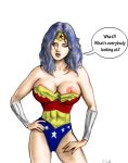 abs big_breasts breast_slip breasts dc_comics fred_sadek kissylips lipstick nipples wonder_woman