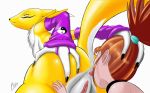 2_girls alshin anal anilingus animated anus ass ass_grab black_sclera digimon digimon_tamers female female/female female_only furry gif makino_ruki multiple_girls pussy renamon rika_nonaka rimjob ruki_makino simple_background uncensored yin_yang yuri