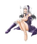  1girl ball_gag barefoot bdsm bondage bound breasts doll_joints feet gag gagged hairband long_hair nipples one_shoe open_clothes open_shirt osakana osakana_(denpa_yun&#039;yun) rozen_maiden shirt silver_hair single_shoe solo suigintou wiffle_ball_gag 