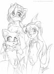 archie_comics elias_acorn fox_lee genderswap miles_"tails"_prower mina_mongoose monochrome multiple_tails rule_63 sega sketch sonic sonic_(series) tail