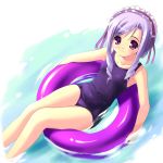 aria_(sister_princess) blue_hair hentai innertube mizugi one-piece_swimsuit purple_eyes purple_hair ribbon school_swimsuit sister_princess sukumizu swimsuit