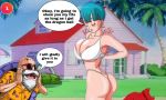 big_breasts bulma bulma* bulma_briefs dragon_ball dragon_ball_z edit huge_breasts master_roshi text