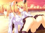  1600x1200 2girls all_fours anus ass bent_over blonde_hair bottomless doggy_position game_cg hair highres lina_geminis long_hair magus_tale multiple_girls nina_geminis nude photoshop ponytail purple_eyes pussy red_eyes rena_geminis siblings sisters sweat take_your_pick tenmaso thighhighs twins uncensored zettai_ryouiki 