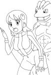 capcom crossover eyebrows kageta machoke mayl_sakurai mega_man mega_man_battle_network open_mouth pokemon sakurai_meiru