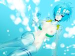 bandage bandages blue_hair breasts eyepatch neon_genesis_evangelion pale_skin plugsuit red_eyes rei_ayanami short_hair underwater