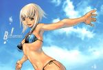  blue_eyes cloud copyright_request hentai hyung_tae_kim swimsuit water white_hair 