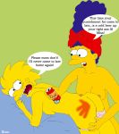 ass ass_smack beer_can breasts duff_beer hand_mark lisa_simpson marge_simpson mother_and_daughter naked punishment sino