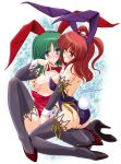  2girls animal_ears breast_grab breasts bunny_ears bunnysuit female fingering grabbing komachi_onozuka masturbation multiple_girls mutual_masturbation onozuka_komachi pussy_juice red_hair reverse_noise shiki_eiki shikieiki_yamaxanadu sikieiki_yamaxanadu thighhighs touhou yamu_(reverse_noise) yuri 