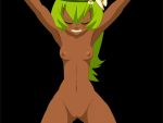 1girl amalia_sheran_sharm angry animated armpits arms_up bouncing_breasts breathing closed_eyes dark_skin gif nude small_breasts wakfu