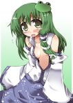  1girl areolae blush breasts female kochiya_sanae navel nipple_slip nipples open_clothes open_shirt sanae_kochiya shirogane shirogane_(platinum) shirt tears touhou 