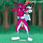 1boy 1girl anthro furry gif lagomorph leporid penis rabbit sex sextoon tongue_out western_cartoon