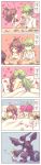 1boy 1girl 5koma ^_^ alternate_costume alternate_hairstyle bare_shoulders bed blanket blood blush book brown_hair closed_eyes comic cottonee couple eating english expressionless feeding female flower green_hair hair hair_down heart hetero highres hug jewelry joltik kabocha_torute miyu_(matsunohara) n_(pokemon) necklace nintendo no_hat no_headwear no_nose nosebleed nude open_book open_mouth patting pokemon pokemon_(game) pokemon_black_and_white pokemon_bw ponytail reading sex sleeping sleeveless smile squatting tank_top text torute touko_(pokemon) translated truth wavy_hair whimsicott zekrom zorua zzz