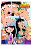 2boys 2girls arabatos breasts cum_on_face disney fellatio ferb_fletcher isabella_garcia-shapiro kneeling phineas_and_ferb phineas_flynn stacy_hirano