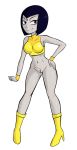 1girl ambiguous_background bob_cut bottomless cartoon_network dc_comics female_only goth halter_top halterneck high_heels high_resolution lady_legasus nopan pussy raven_(dc) relatedguy short_hair teen_titans teen_titans_go wrist_cuffs