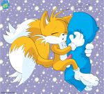  2006 blue_fur canine chest_tuft closed_eyes fox gloves male male_only miles_&quot;tails&quot;_prower multiple_tails orange_fur penis pillow raukue sega sonic_*(series) sonic_the_hedgehog_(series) tail testicles yaoi 