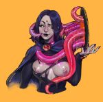  1_girl 1girl blanclauz breasts cape dc dc_comics exposed_breasts female forehead_jewel half_demon leotard raven_(dc) short_hair superheroine tagme teen_titans tentacle tentacles torn_clothes torn_leotard 